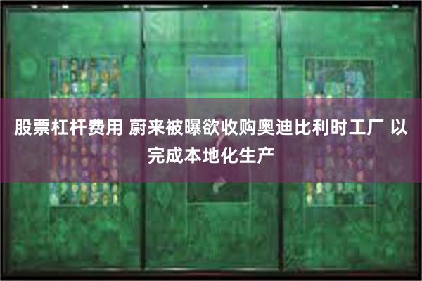 股票杠杆费用 蔚来被曝欲收购奥迪比利时工厂 以完成本地化生产