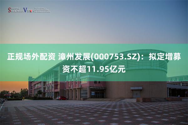 正规场外配资 漳州发展(000753.SZ)：拟定增募资不超11.95亿元