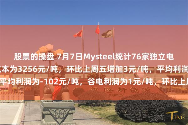 股票的操盘 7月7日Mysteel统计76家独立电弧炉建筑钢材钢厂平均成本为3256元/吨，环比上周五增加3元/吨，平均利润为-102元/吨，谷电利润为1元/吨，环比上周五减少8元/吨。