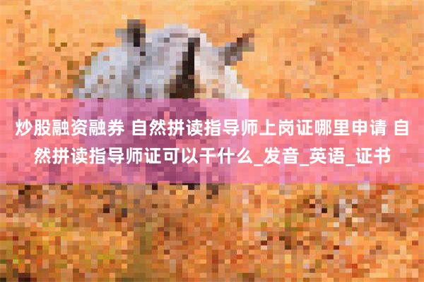 炒股融资融券 自然拼读指导师上岗证哪里申请 自然拼读指导师证可以干什么_发音_英语_证书
